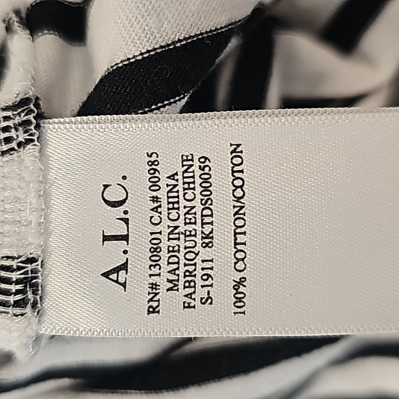 A.L.C. Kidman Black & White Stripe Long-Sleeve T-Shirt Mini Dress - Size Medium - Picture 11 of 11